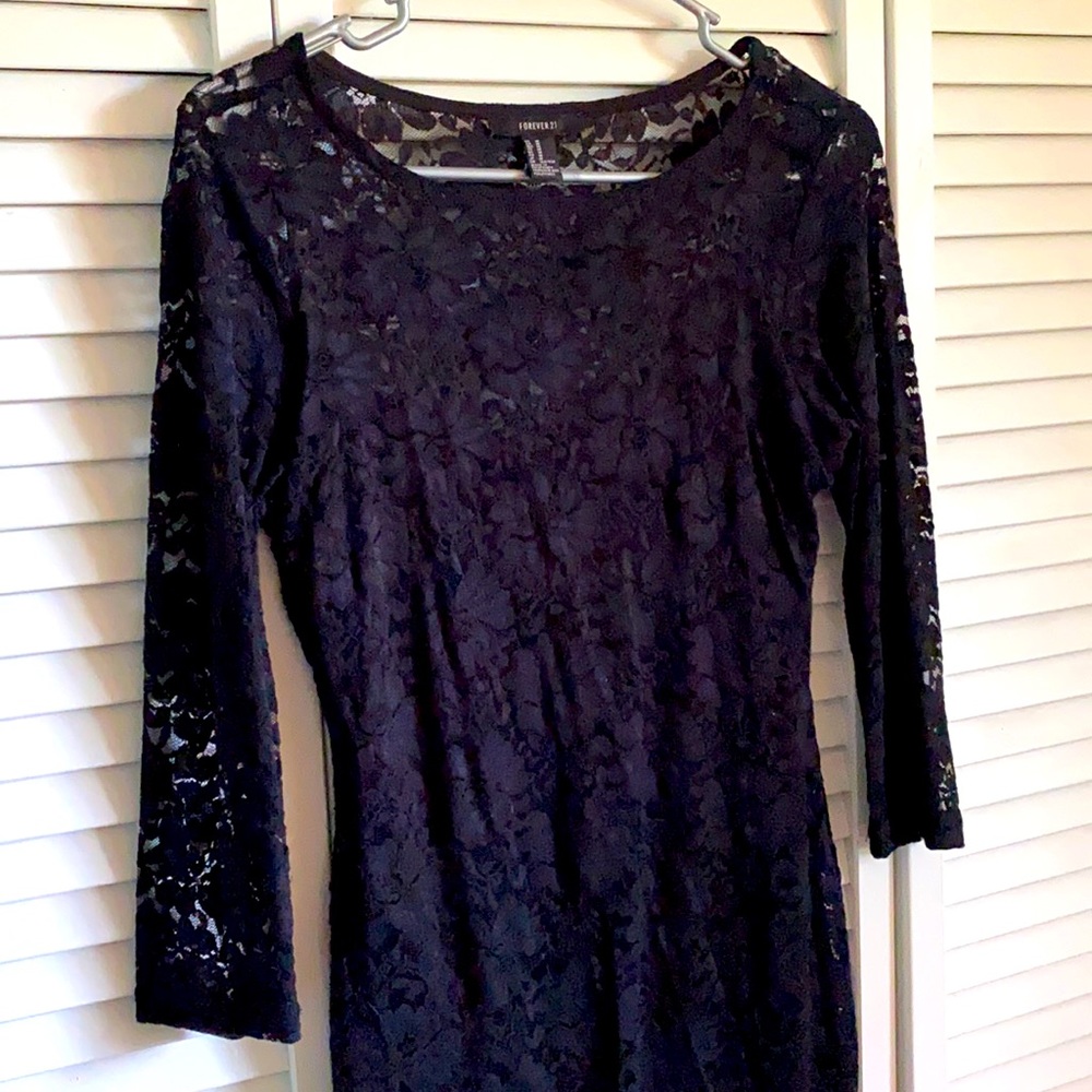 Black Bodycon Mini Dress Long Sleeve Lace